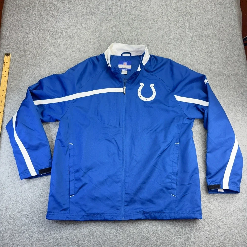 Reebok NFL Indianapolis Colts‎ On‑Field Windbreaker Jacket Men's Large Blue ZIP